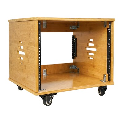 Sound Town DIY 8U Solid Bamboo Studio Rack - 16'' Depth, Ventilation STBR-8UW