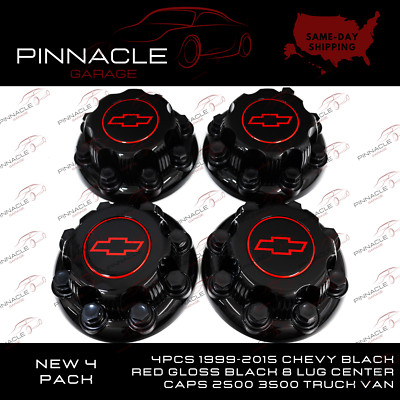 4(NEW)Chevy Silverado Express 2500 3500 GLOSS BLACK Center Hub Caps 8 LUGS