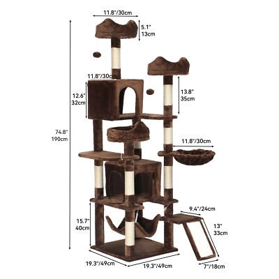 75 Inches Indoor Cat Tree Tall Cat Tower for Large Cats 20 lbs Cat Condo