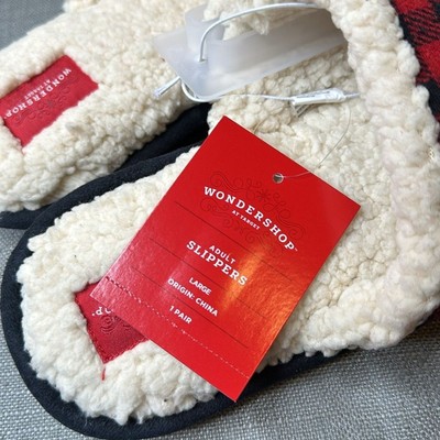Wondershop Target Slippers Adult Large W 11-12 M 9-10 Plaid Fleece Lined Slip On
