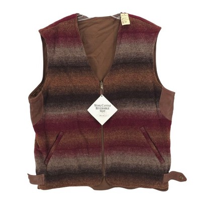 NWT EDDIE BAUER Vintage Wool Canvas Reversible Vest Leather Trim Men's XL TALL