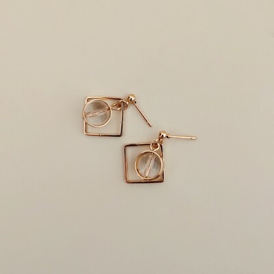 Geometric Clear Sphere Dangle gold Drop Earring sterling silver drop earring