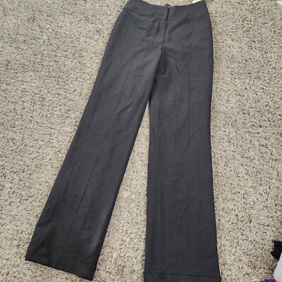 NWT Etcetera Women's 4 Wool Blend Wide Leg Cuffed Black Pants Career Lined