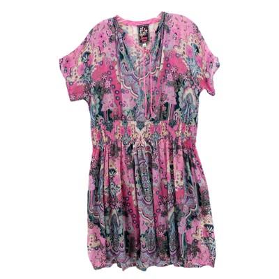 JOHNNY WAS Thia Burnout Dress Pink Paisley Floral - MISSING SLIP - Sheer SMALL