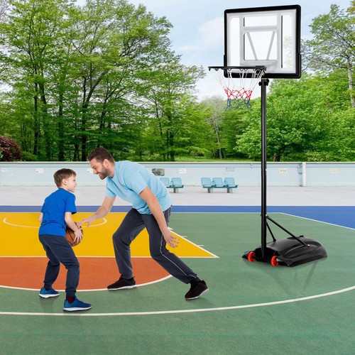 Portable Basketball Hoop Goal System Adjustable Height PVC Backboard Outdoor