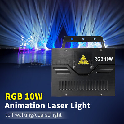 10W Full Color Animation Laser Projector ILDA RGB Stage Light DJ Bar Show 25KPPS