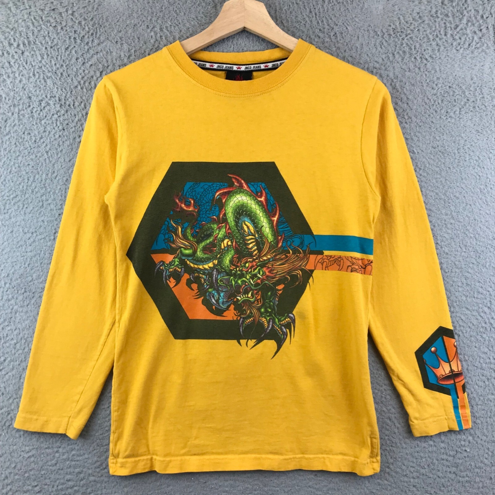 JNCO Jeans Yellow Long Sleeve Graphic Tee With Dragon