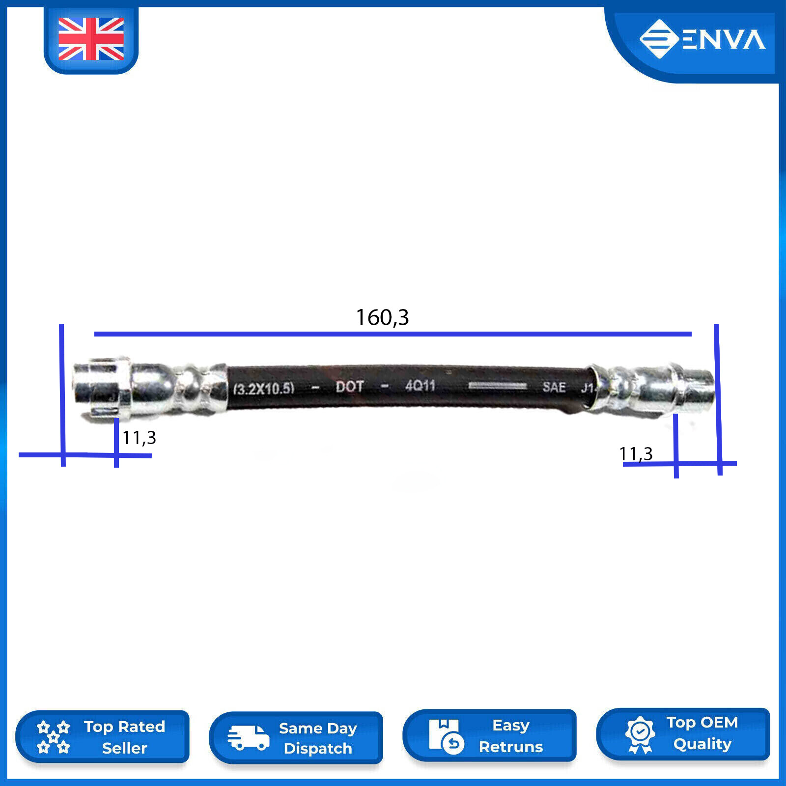 For Skoda Fabia Rapid Seat Leon Ibiza Toledo L/R Rear Brake Hose Lines 1J0611775