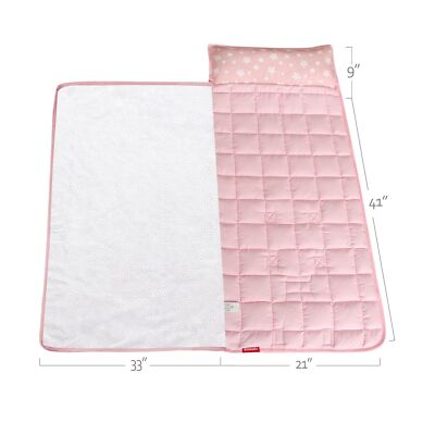 Moonsea Toddler Nap Mat Pink, Removable Pillow and Fleece Minky Blanket, Ligh...