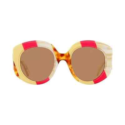 Pre-owned Gucci Sunglasses Gg1308s 003 Havana Red Ivory Gold Brown Lens Women Authentic In Ivory Red Havana