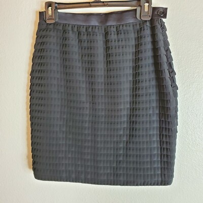Escada Pencil Skirt SZ 38/ US 8 Black Linen Texture Knee Length Lined