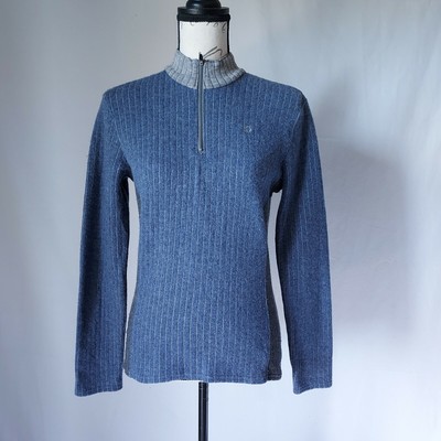 Pearl Izumi Wool Blend Cycling Pullover 1/4 Zip Back-Pocket Blue Gray Women Sz.M