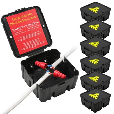 Open Splice Junction Box (6 Pack), One-Piece Junction Box Splice Box. Repair ...