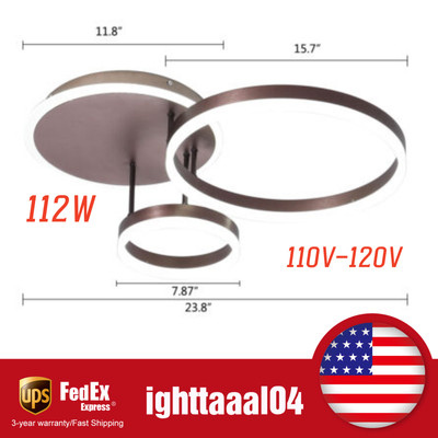 Modern Ceiling Light Chandelier Rings Lamp Fixture LED Dimmable Home Living Room
