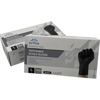 INTCO SAFEGUARD Disposable Powder Free Black 5g Nitrile Gloves 100 pcs