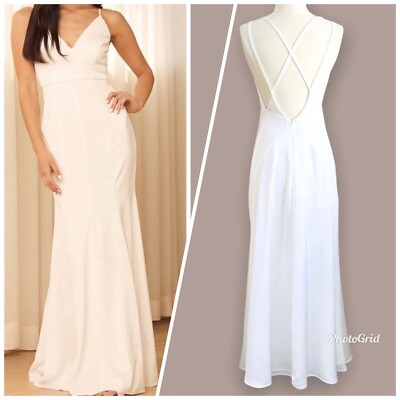Lulus size M made with Love White Sleeveless Maxi Dress open criss cross back V-