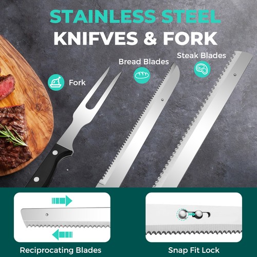 HAUSHOF Cordless Electric Knife Set for Meat Slicing 8V Electric Carving Knife