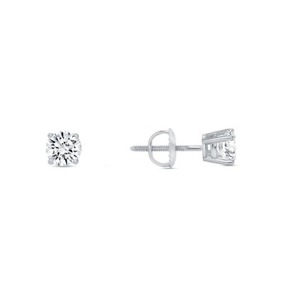 Pre-owned Shine Brite With A Diamond 1/2 Ct Round Lab Created Grown Diamond Earrings 950 Platinum F/vs Basket Screw In White/colorless