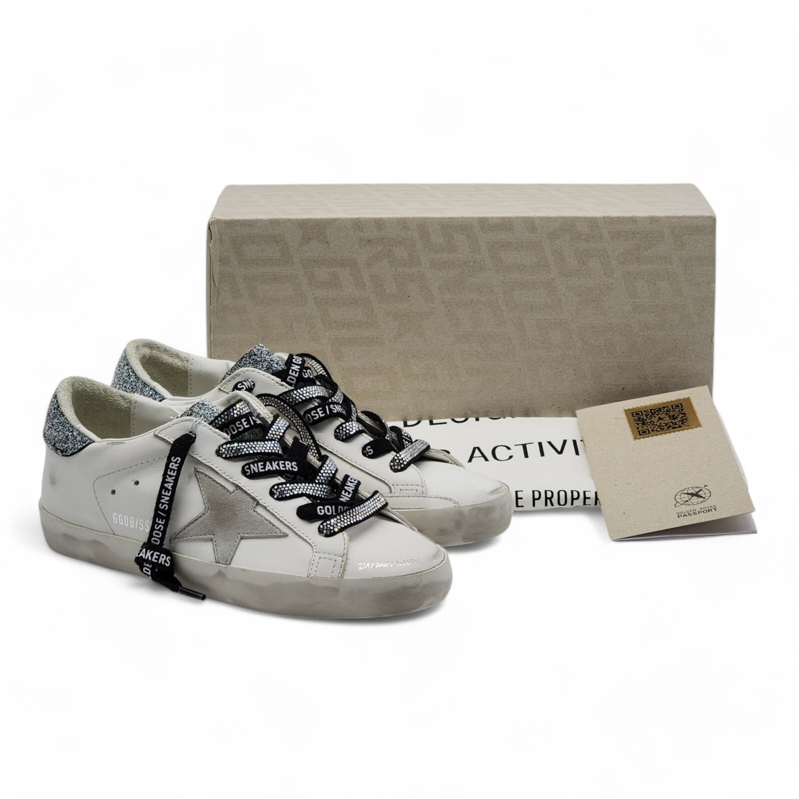 Pre-owned Swarovski Golden Goose Superstar Classic Sneakers With  - Leather - White $985