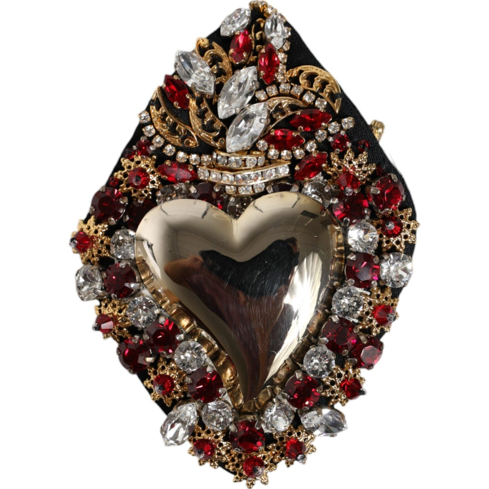 Брошь DOLCE & GABBANA из золотистой латуни, украшенная кристаллами Sacred Heart, 2930 долларов США