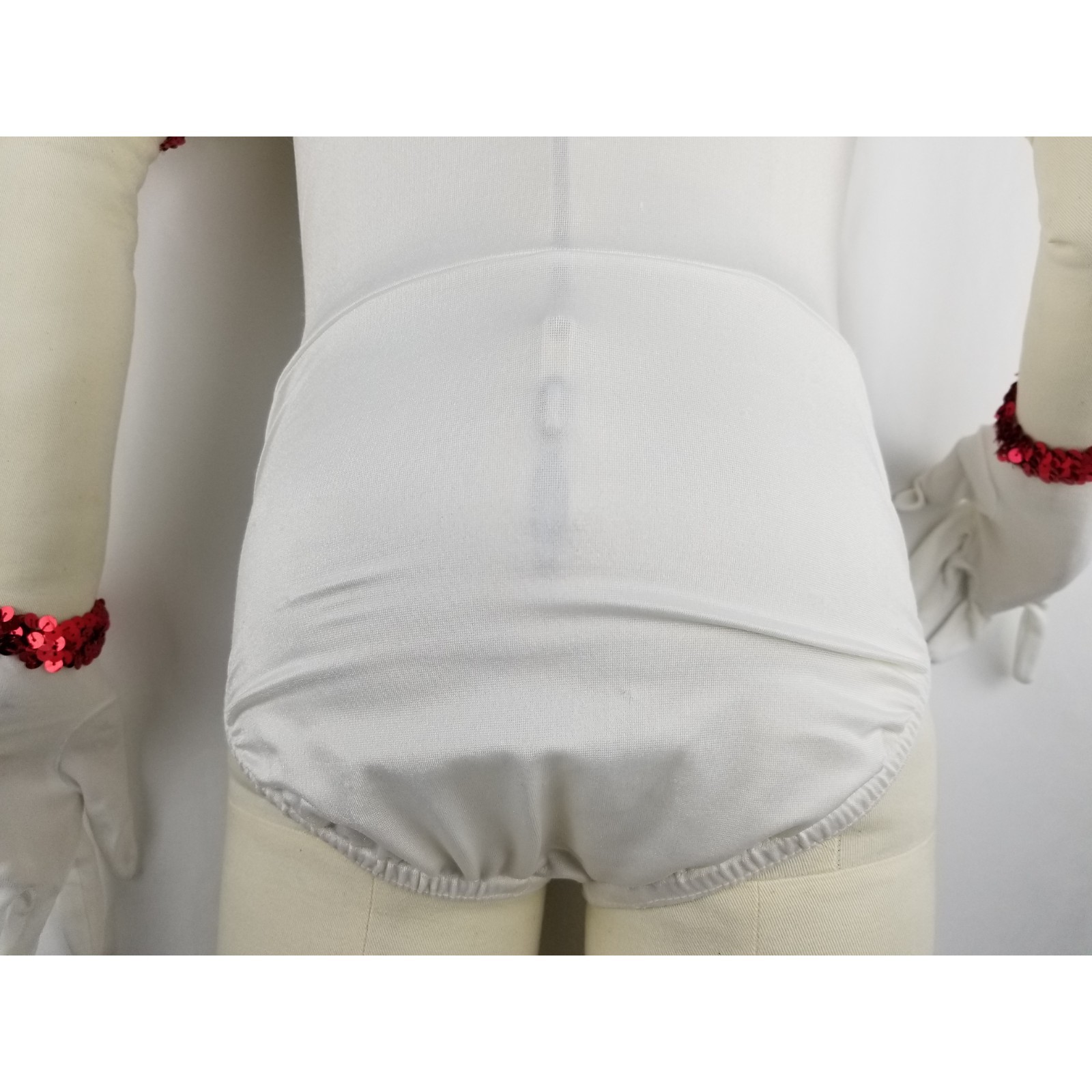 A WISH COME TRUE Nurse Costume White Red Sequin Doctor Dance Leotard Glove Set