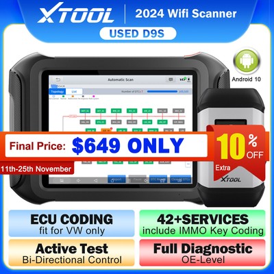 USED XTOOL D9 S AutoAuth Topology Scanner Car Diagnosis Tool Auto Offline Coding