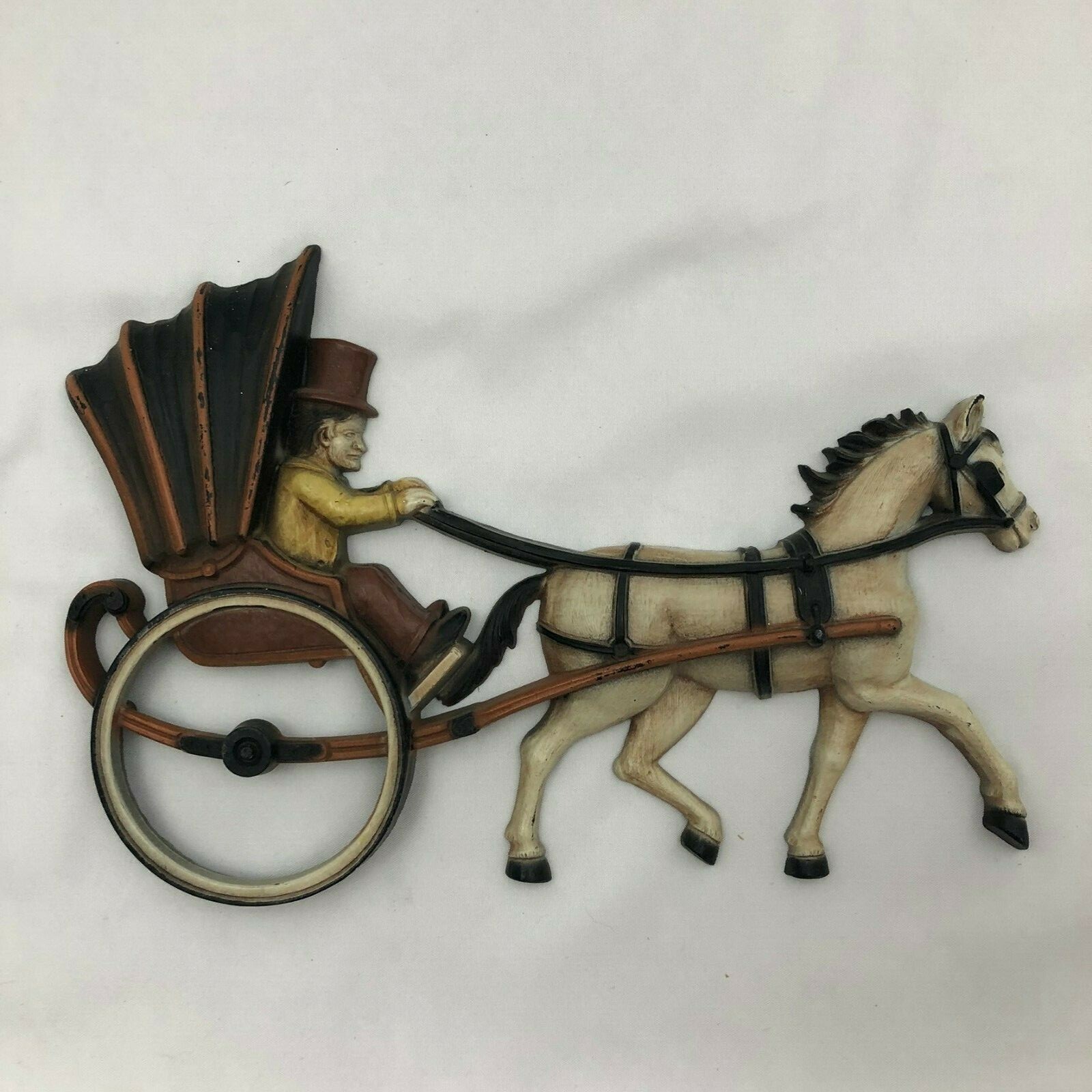Vintage 1975 Plastic Wall Art Homco Couples on Bicycle Horse & Carriage