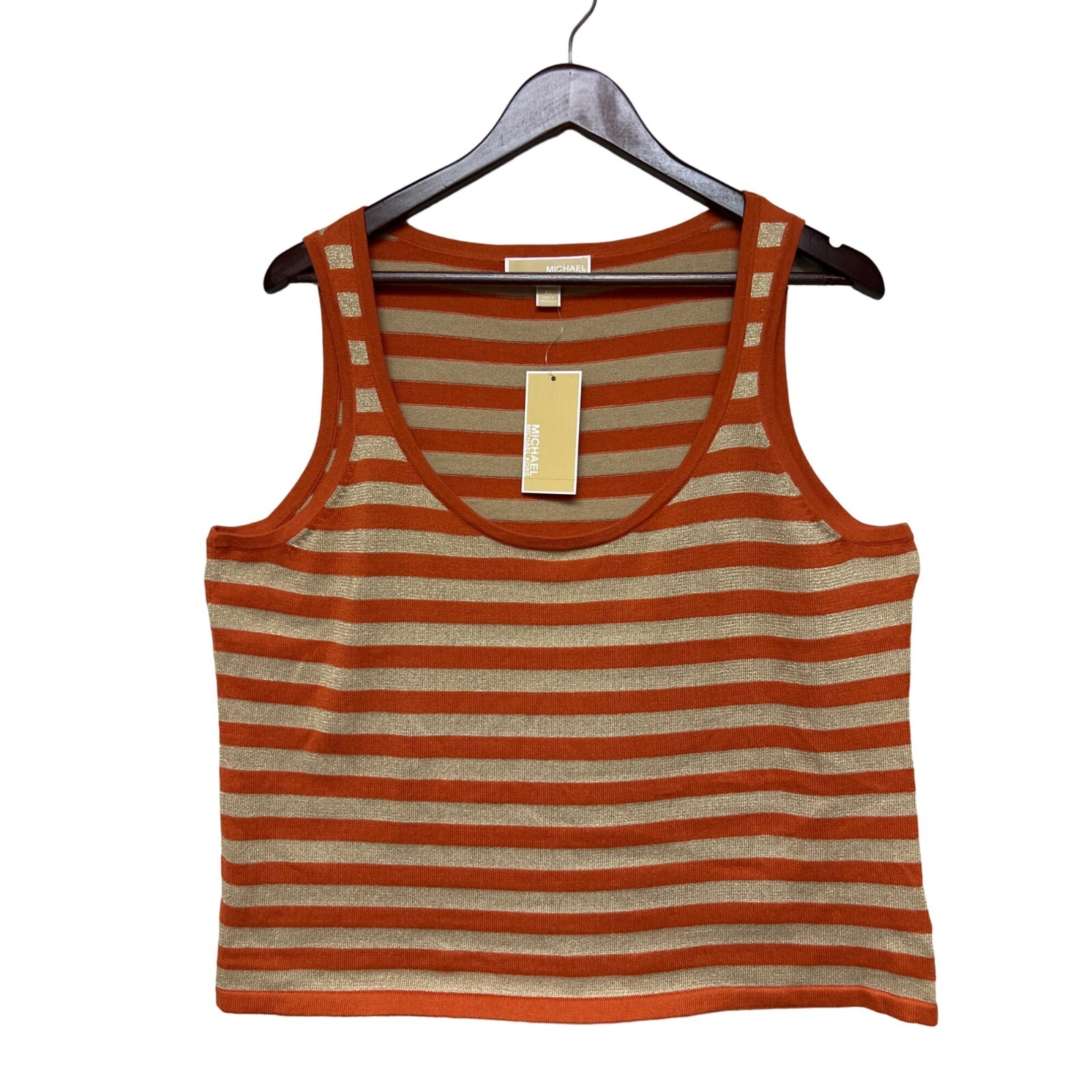 NEW! Michael Kors Orange Spice Stripe Metallic Sleeveless