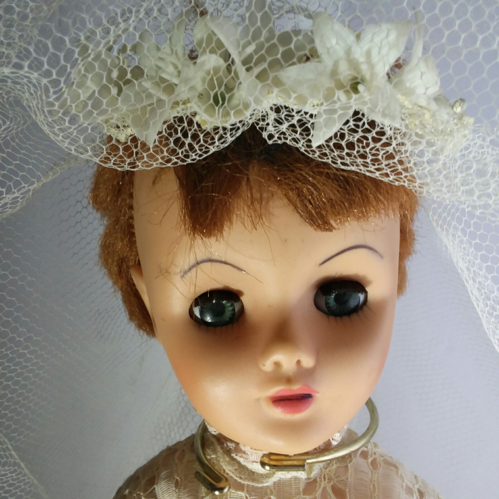 Vintage Wedding Doll 24 inch High Heels Auburn, Blue Sleep Eyes Vinyl or Plastic