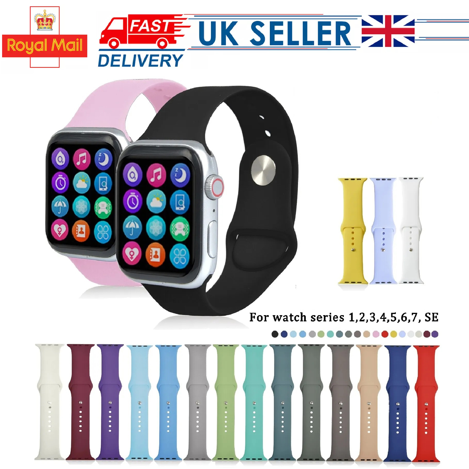 For Apple Watch Silicone iWatch Strap Band 38/40/42/44/45mm Series SE 9/8/7/6/5