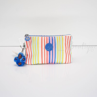 NWT Kipling AC3439 Creativity L Large Accessory Pouch Polyester Beachside Stripe