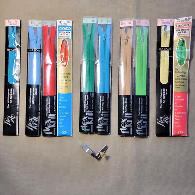 10 New J&P Coats Zippers (Flex Zip / Knit) & 1  Geist High Shank Cording Presser