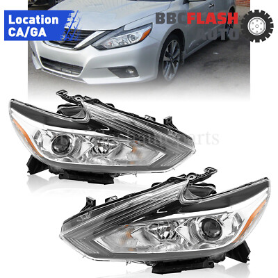 Halogen W/O LED Chrome Housing Headlight Fit For Nissan Altima 2016-2018