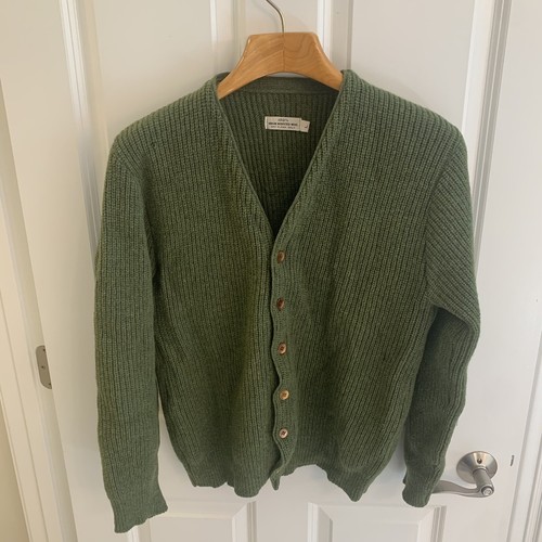 Vintage 60s Virgin Worsted Wool Knit Cardigan Men Large L Vintage 60s Virgin Worsted Wool Knit Cardigan Men Large L