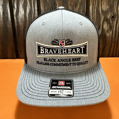 Braveheart Black Angus Beef ERROR Hat Cap Angle Trucker Richardson 112 NWT Mesh