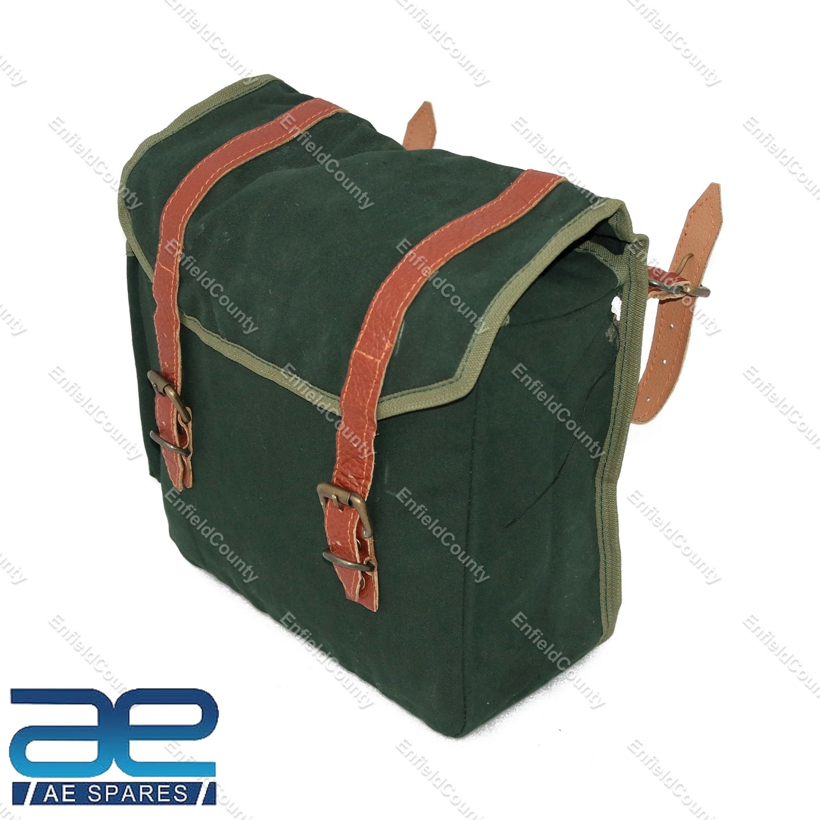 For Royal Enfield 350cc 500cc Heavy Duty Canvas Saddle Bag Green 