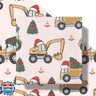 RUSPEPA Christmas Car Wrapping Paper Roll for Boys, Mini Roll, Cute Construction Trucks with Santa Hat, Christmas Tree and Gifts Design Gift Wrap for Holiday Party, 17 Inches x 16.4 Feet
