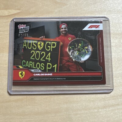 2024 Topps Now F1 5 CARLOS SAINZ FERRARI TAKES AUSTRALIA GP BLACK /99