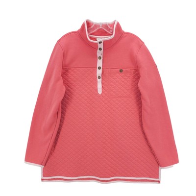 LL BEAN Women's Quilted Sweatshirt Mockneck Tunic Pink Size XL