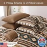 Dinjoy Brown Boho Comforter Set Queen Size,7 Pieces Bed in a Bag Queen Coffee Aztec Bedding Sets with Sheets Fall Bohemian Geometric Striped Complete Set for All Seasons 90