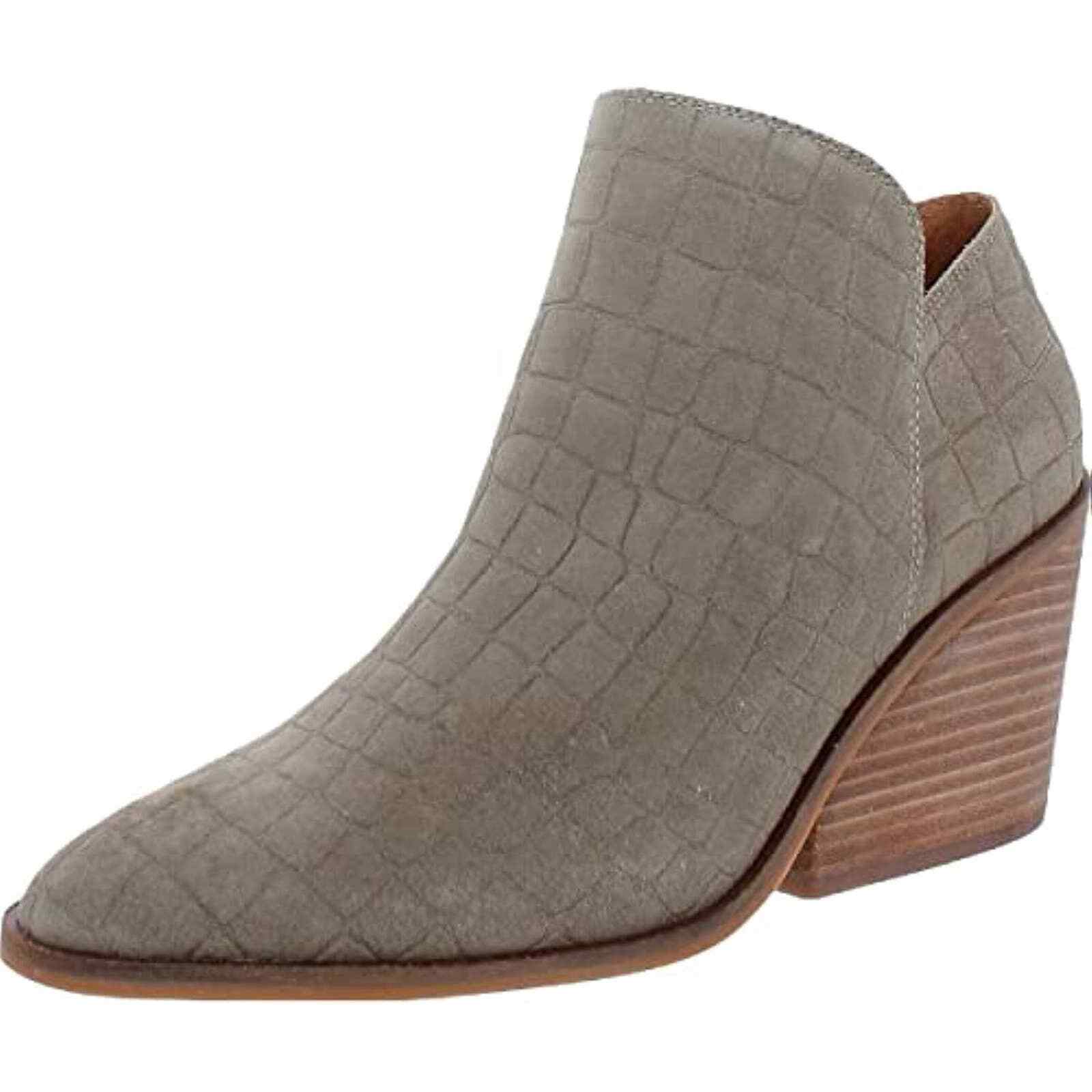 

Женские кожаные ботильоны Lucky Brand с острым носком, серые 35,5 евро США 5,5, Серый