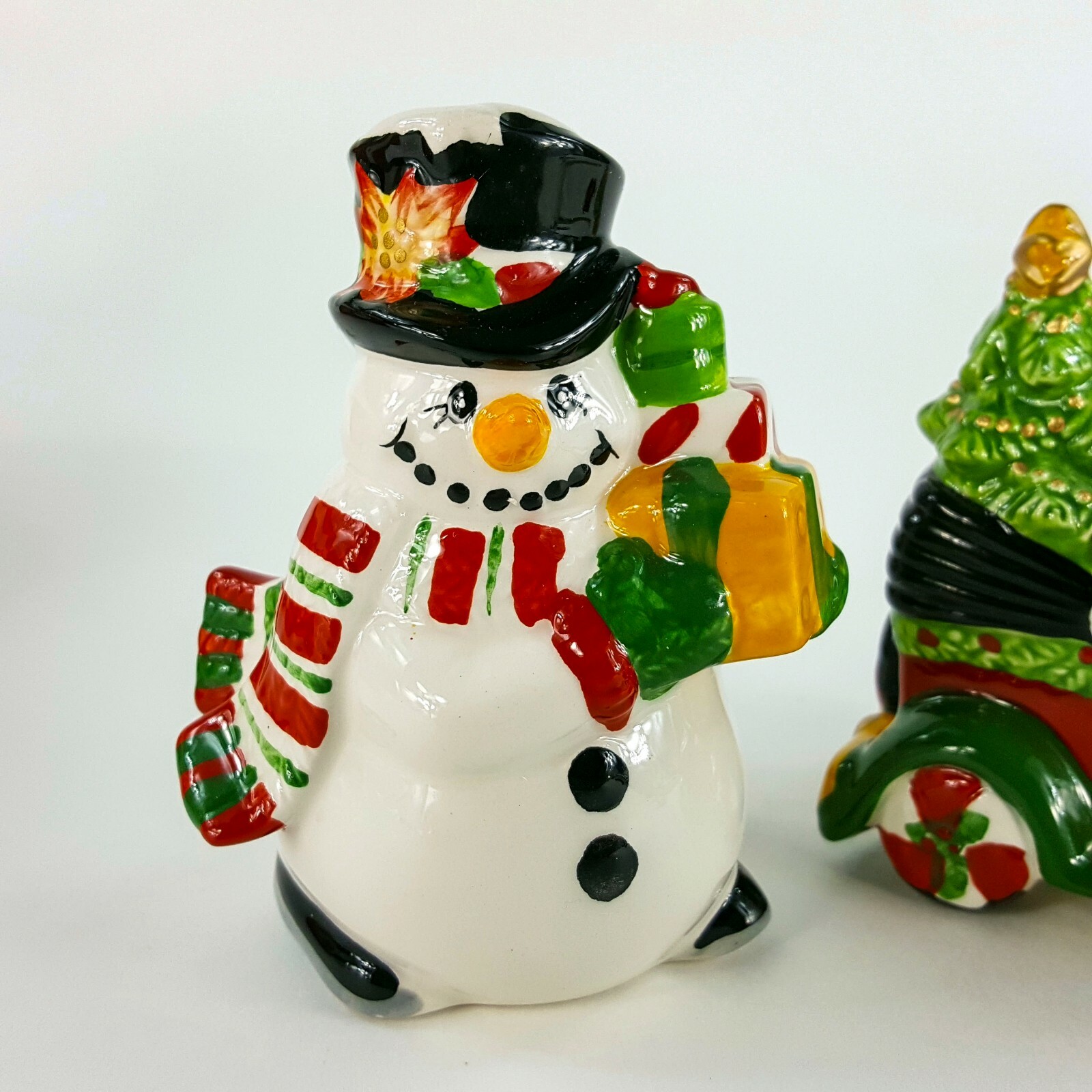 Fitz & Floyd Top Hat Frosty w/ Car Salt & Pepper Shaker Christmas Set 49-502 NEW