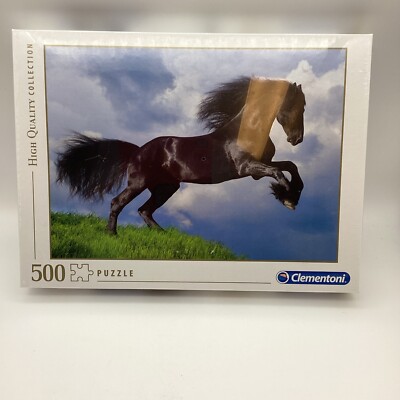 Fresian Black Horse Running 500 Pc  Puzzle Clementoni Jigsaw Made In Italy