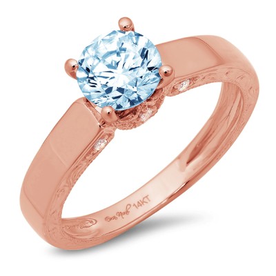 Pre-owned Pucci 1.7ct Round Sky Blue Topaz Promise Statement Bridal Wedding Ring 14k Rose Gold In D