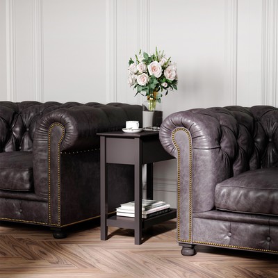 Modern Freestanding Countertop Side Table with Swing Hinge Storage Compartment