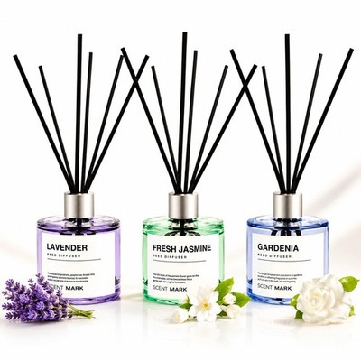 Lavender Jasmine Gardenia Reed Diffuser Set 3 Pack 50ml Sticks