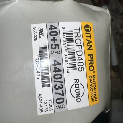 TITAN PRO TRCFD405 Run Capacitor 40+5 MFD 440/370 Volt Round