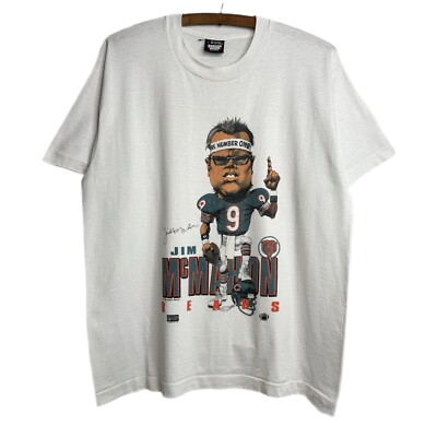 Vintage 1987 Miami Dolphins Jim McMahon Caricature Salem Football 80s Shirt