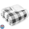 PAVILIA Light Grey Buffalo Plaid Sherpa Throw Blanket for Couch Twin, Soft Fuzzy Flannel Blanket for Bed, Plush Checkered Fleece Blanket and Throws, Warm Thick Winter Blanket Gift, 60x80