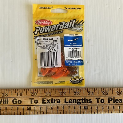 Powerbait Berkley 2  Ribbon Tail Grubs Pumpkinseed Fluorescent Orange 5 Packs
